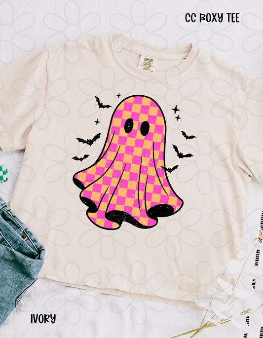 Ghost Pink & Orange Checkered DTF Transfer
