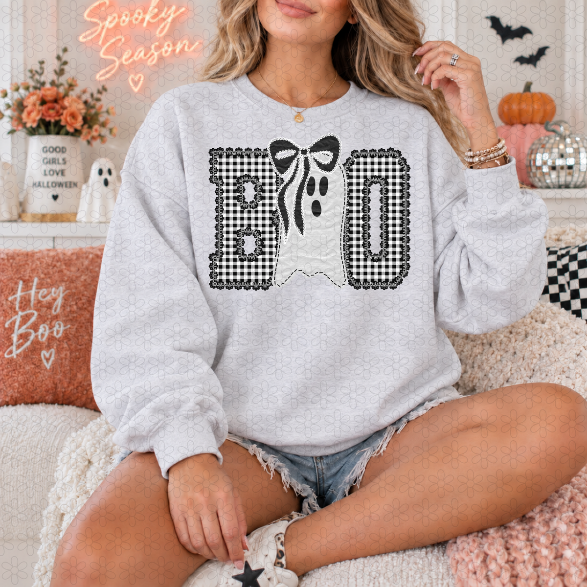Gingham Boo DTF Transfer