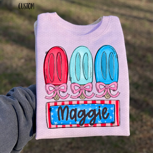 Girl Popsicle Coquette Name Plate Completed Tee