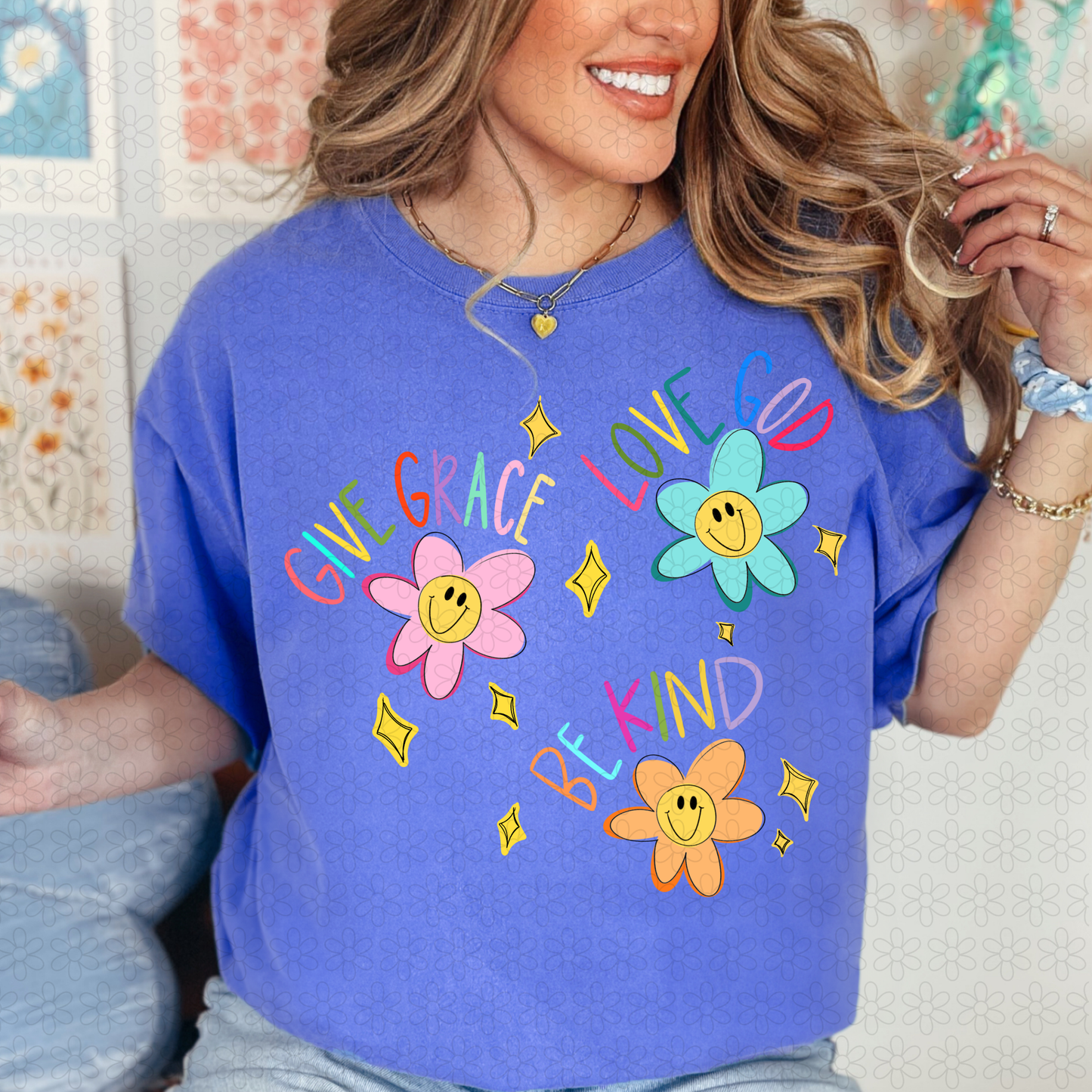 Give Grace Love God Be Kind Completed Tee