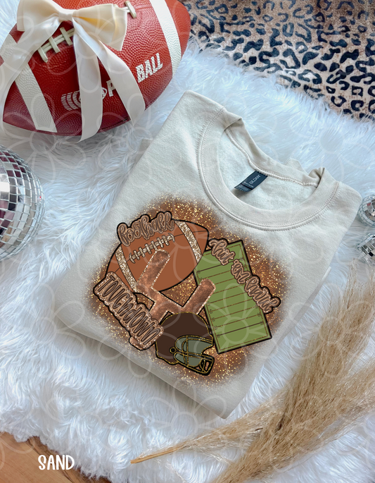 Glitter Football Touchdown Completed Tee