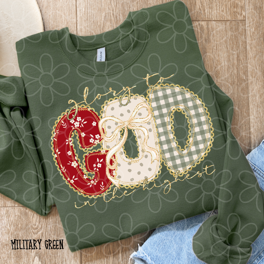 Glory To God In The Highest Gold Lace Kids Completed Tee