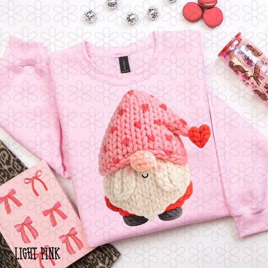 Gnome Pink Hat Hearts Kids Completed Tee