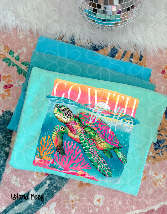 Go With The Flow Turtle Completed Tee