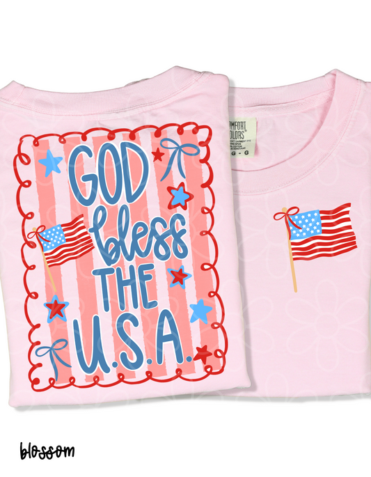 God Bless The USA Flag Completed Tee
