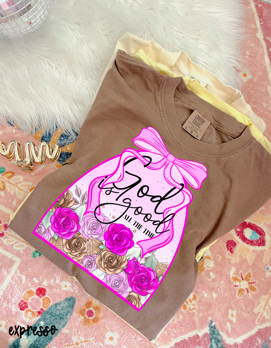 God Is Good All The Time Flowers Completed Tee