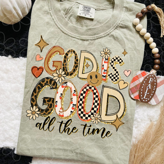 God Is Good All The Time Leopard Cherries DTF Transfer