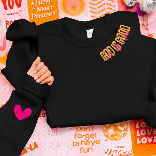 God Is Good All The Time Orange Pink Kids Completed Tee