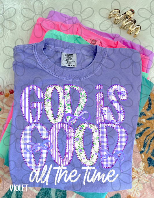 God Is Good All The Time Purple Completed Tee