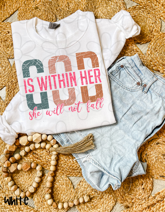 God Is Within Her She Will Not Fall DTF Transfer