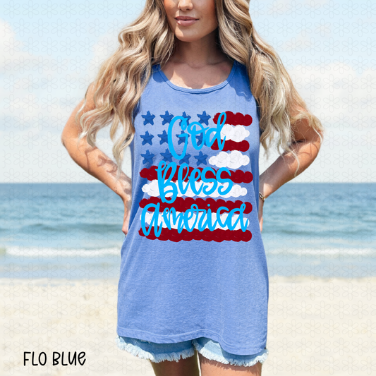 God Bless America- Blue DTF Transfer