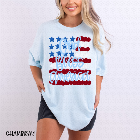 God Bless America- Light Blue DTF Transfer