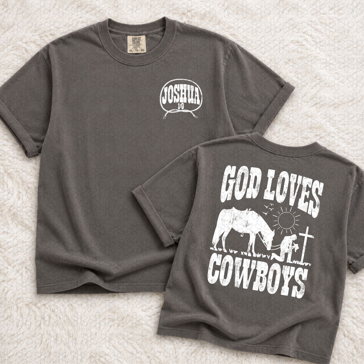 God Loves Cowboys (Multiple Color Options) DTF Transfer