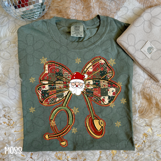 Gold Christmas Santa Stethoscope  DTF Transfer