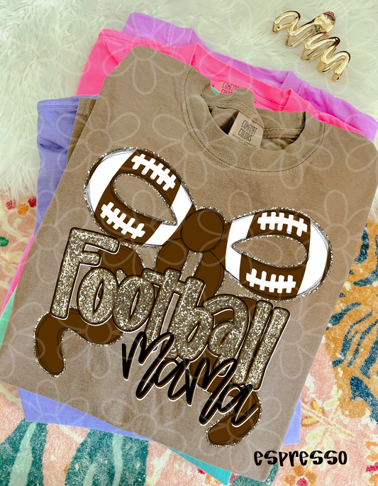 Gold Football Mama Bow DTF Transfer