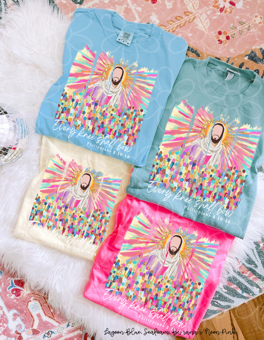 Gold Glitter Every Knee Shall Bow Kids Completed Tee