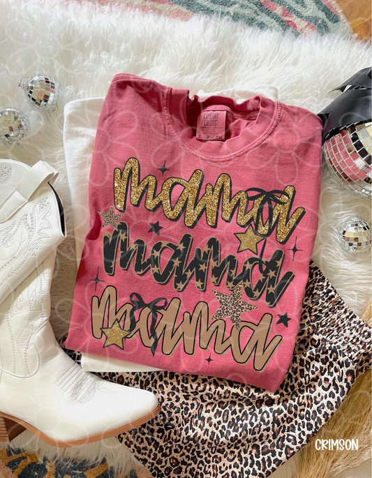 Gold Mama Leopard Stars Completed Tee