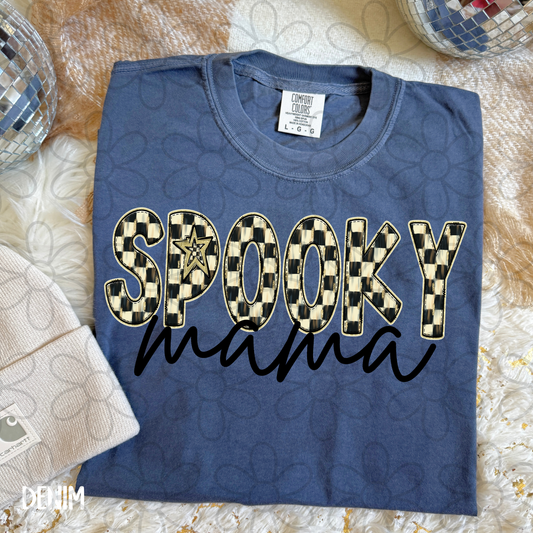 Gold Spooky Mama Checkered DTF Transfer