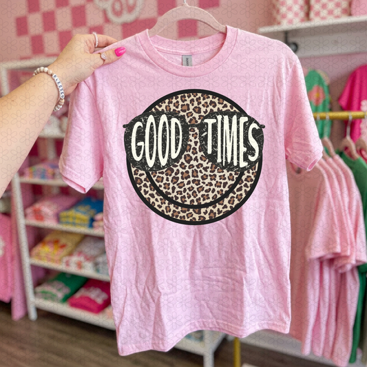 Good Times Leopard Smiley Completed Tee