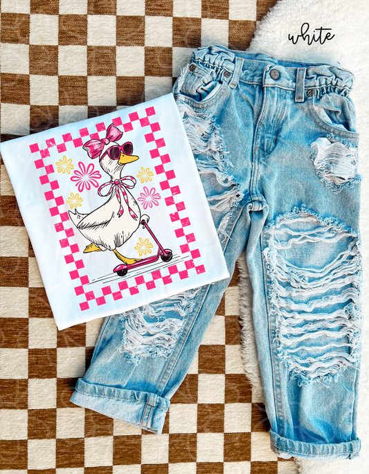 Goose Pink Scooter Kids Completed Tee