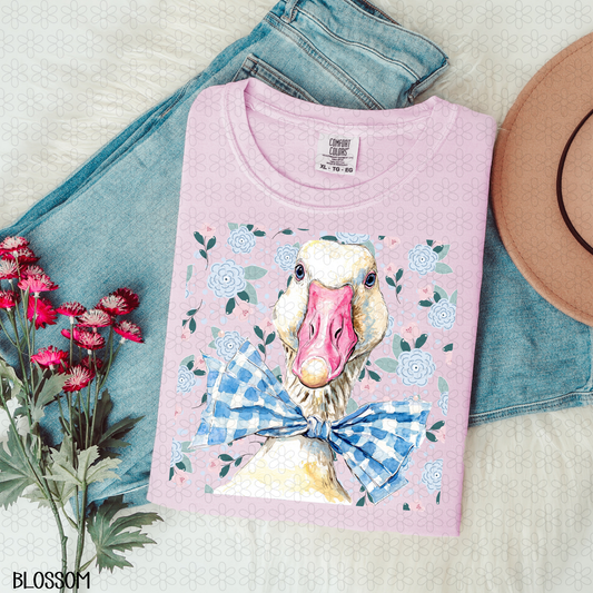 Goose Floral Blue bow DTF Transfer