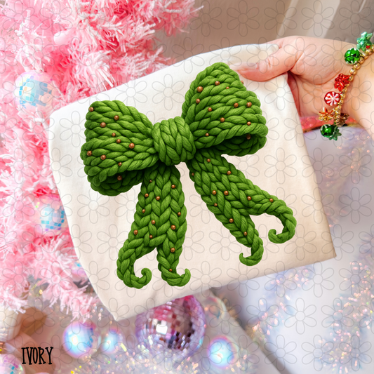 Green Faux Bow Kids Completed Tee