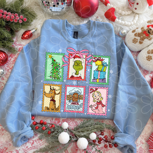 Green Guy Christmas Stamps DTF Transfer