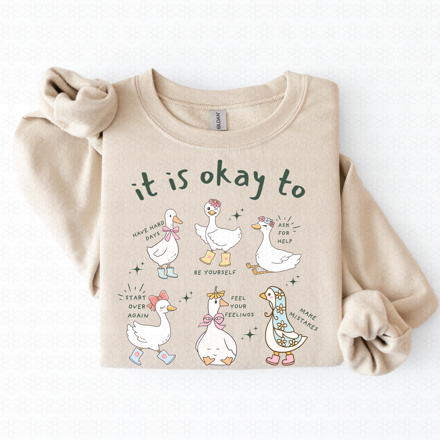 Green It Is Okay To Geese Kids Completed Tee