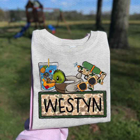 Green Camo Custom Name Plate Completed Tee