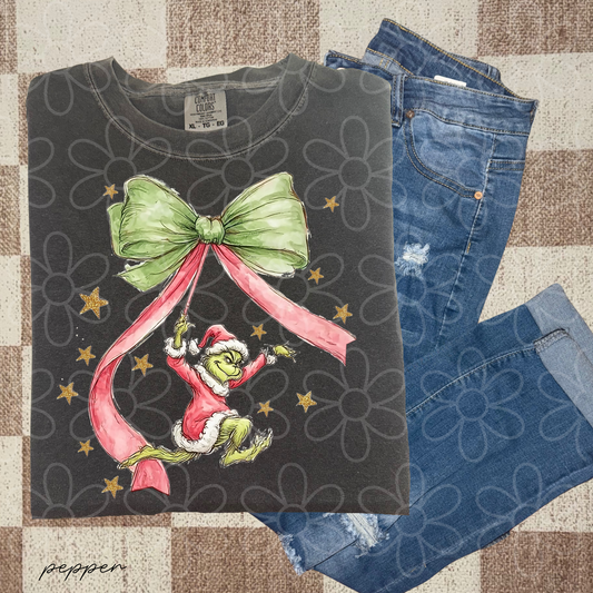 Grinch Coquette Bow DTF Transfer