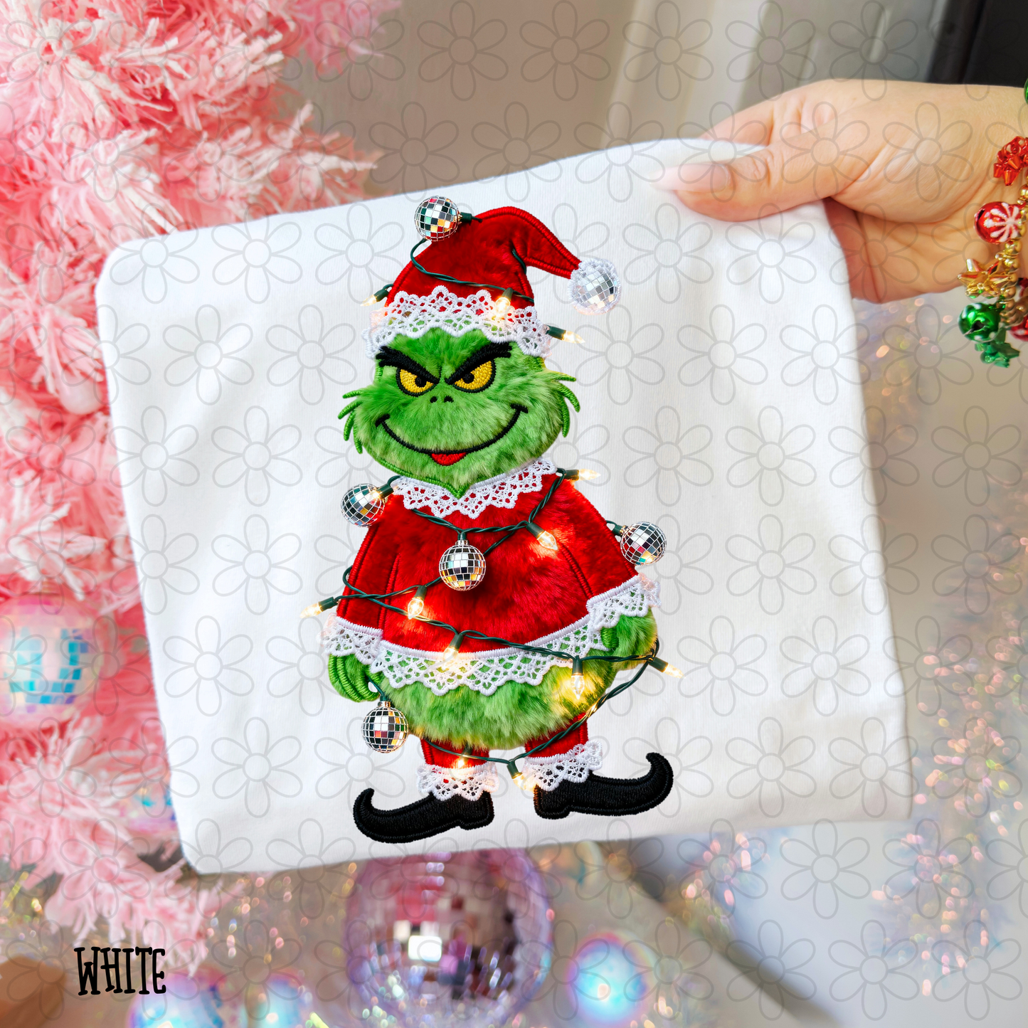 Grinch Disco Balls Lights Kids Completed Tee