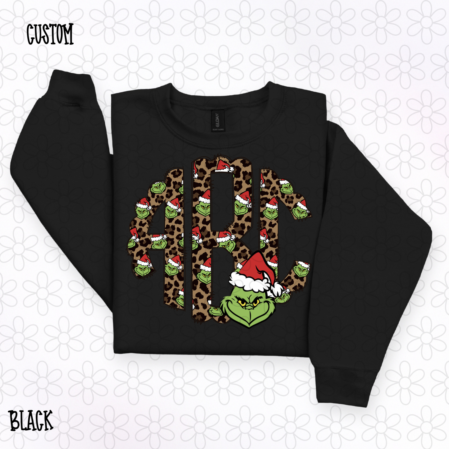 Grinch Leopard Custom Monogram DTF Transfer