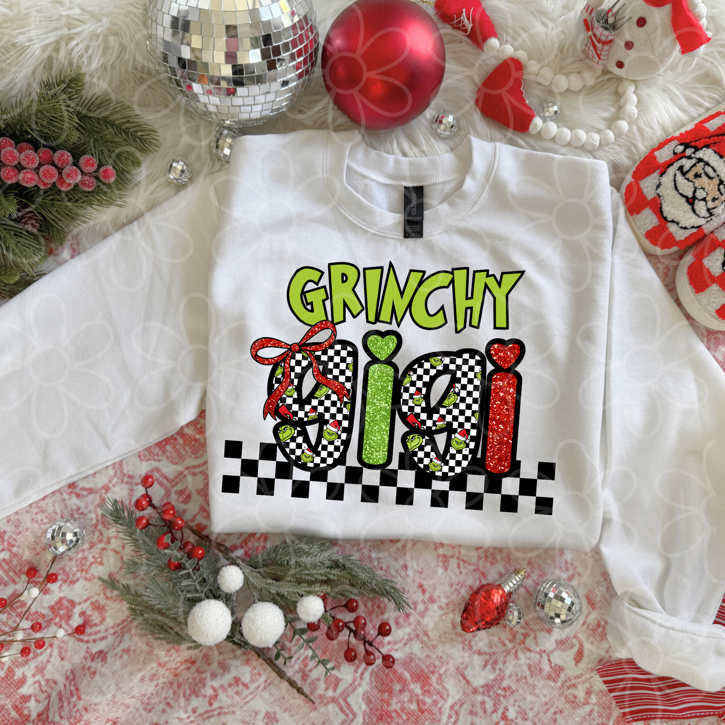 Grinchy Checkered Name (Multiple Options) Completed Tee