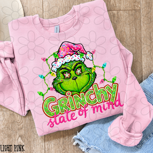 Grinchy State Of Mind Pink Hat DTF Transfer