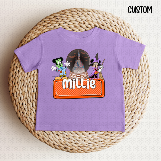 HALLOWEEN MOUSE ORANGE NAME PLATE DTF Transfer