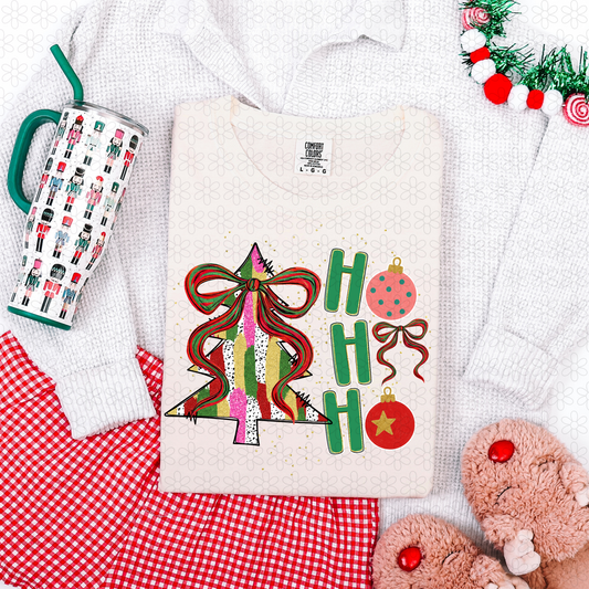 HO HO HO Christmas Tree Completed Tee