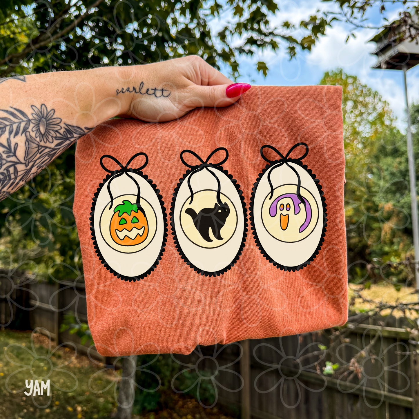 Halloween Circle Graphics Completed Tee