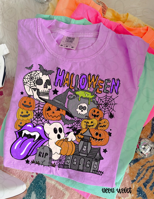 Halloween Haunted House Pumpkins Completed Tee