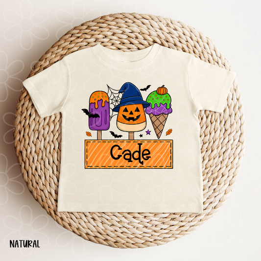 Halloween Ice Cream Boys Custom Name DTF Transfer