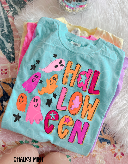 Halloween Pink Ghosts Completed Tee