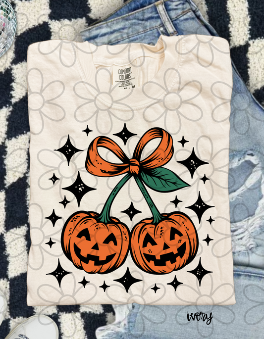 Halloween Pumpkin Cherries Completed Tee