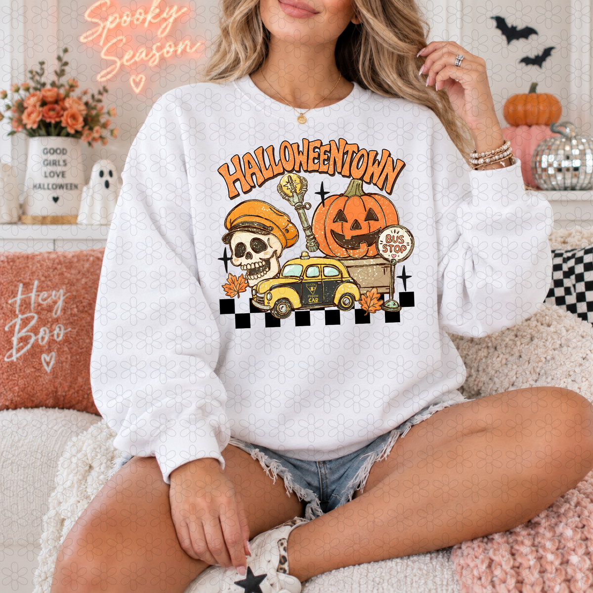 Halloweentown bus stop Completed Tee