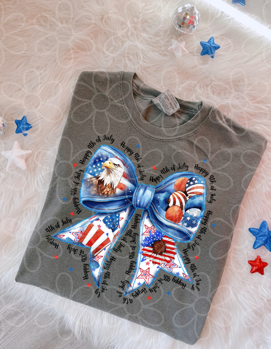 Happy 4th Of July Bow Completed Tee