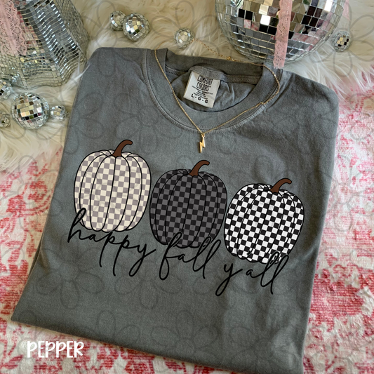 Happy Fall Yall Checkered Pumpkins DTF Transfer