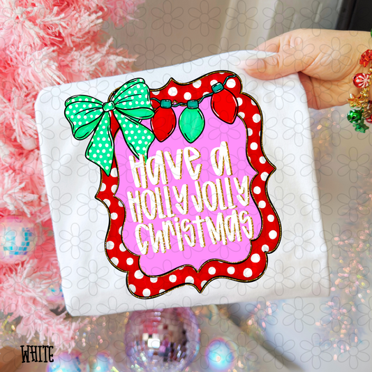 Have A Holly Jolly Christmas Polka Dot Bow Kids Completed Tee