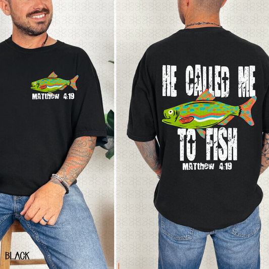 He Called Me To Fish- Green Fish Pocket Completed Tee