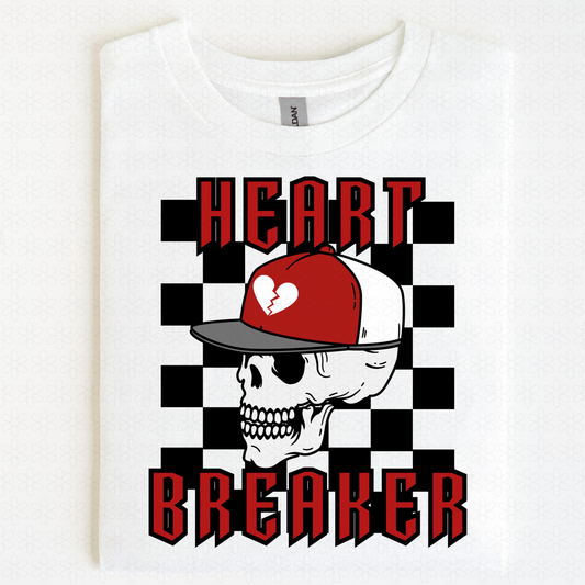 Heart Breaker Skull Checkered DTF Transfer