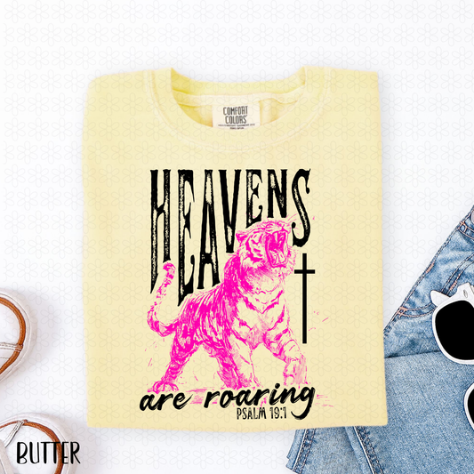 Heavens Are Roaring Pink Tiger Black Font Completed Tee