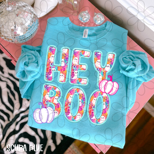 Hey Boo Colorful Leopard Ghosts Kids Completed Tee