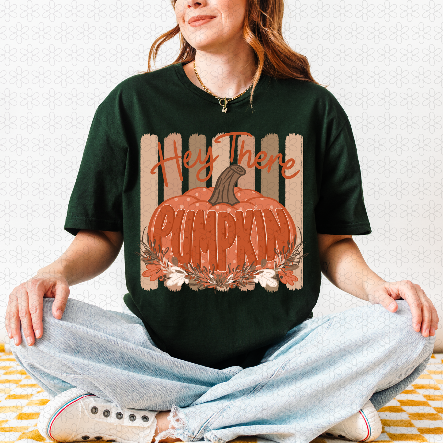 Hey There Pumpkin Orange Stripes DTF Transfer